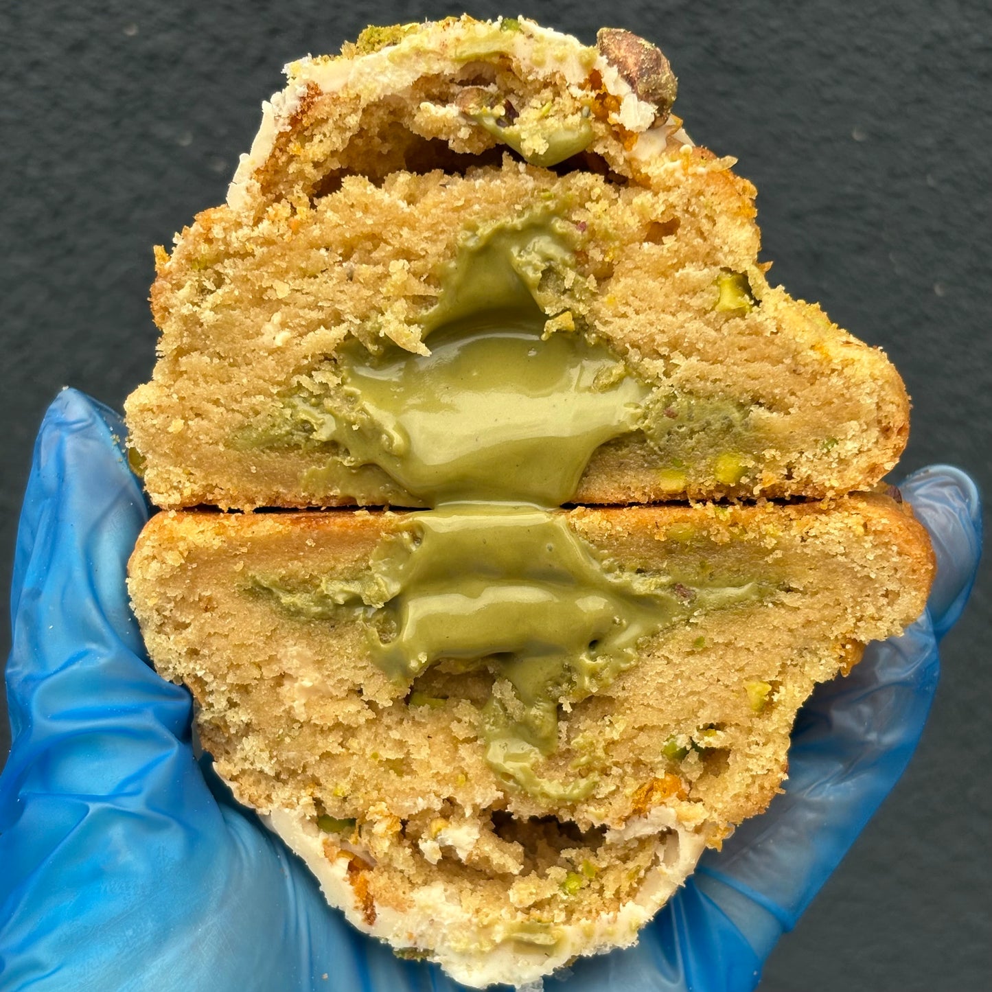 SALTED CARAMEL PISTACHIO CRUNCH STUFFED COOKIE