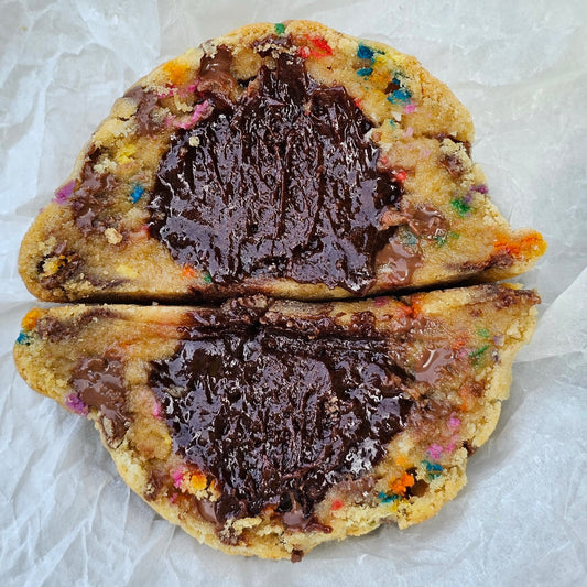 CHOCOLATE BIRTHDAY CAKE STUFFED COOKIE