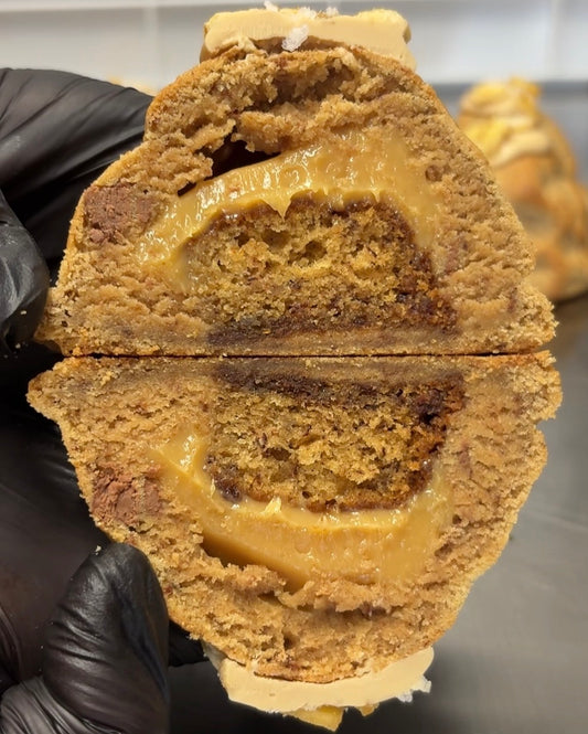 CARAMEL BANANA BREAD STUFFED COOKIE