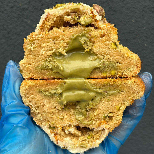 SALTED CARAMEL PISTACHIO CRUNCH STUFFED COOKIE